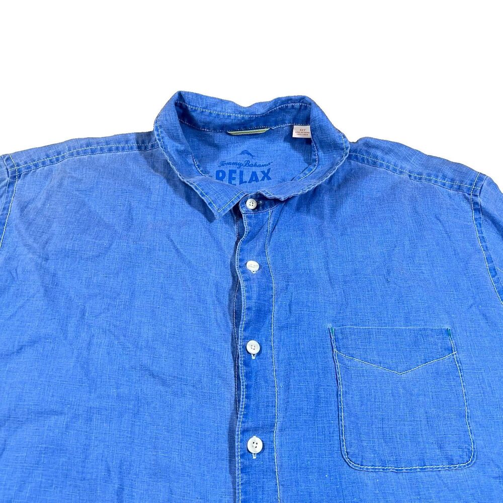 Tommy Bahama Relax 100% Linen Button Front Short Sleeve Camp Shirt Men's 4XT - Picture 6 of 10